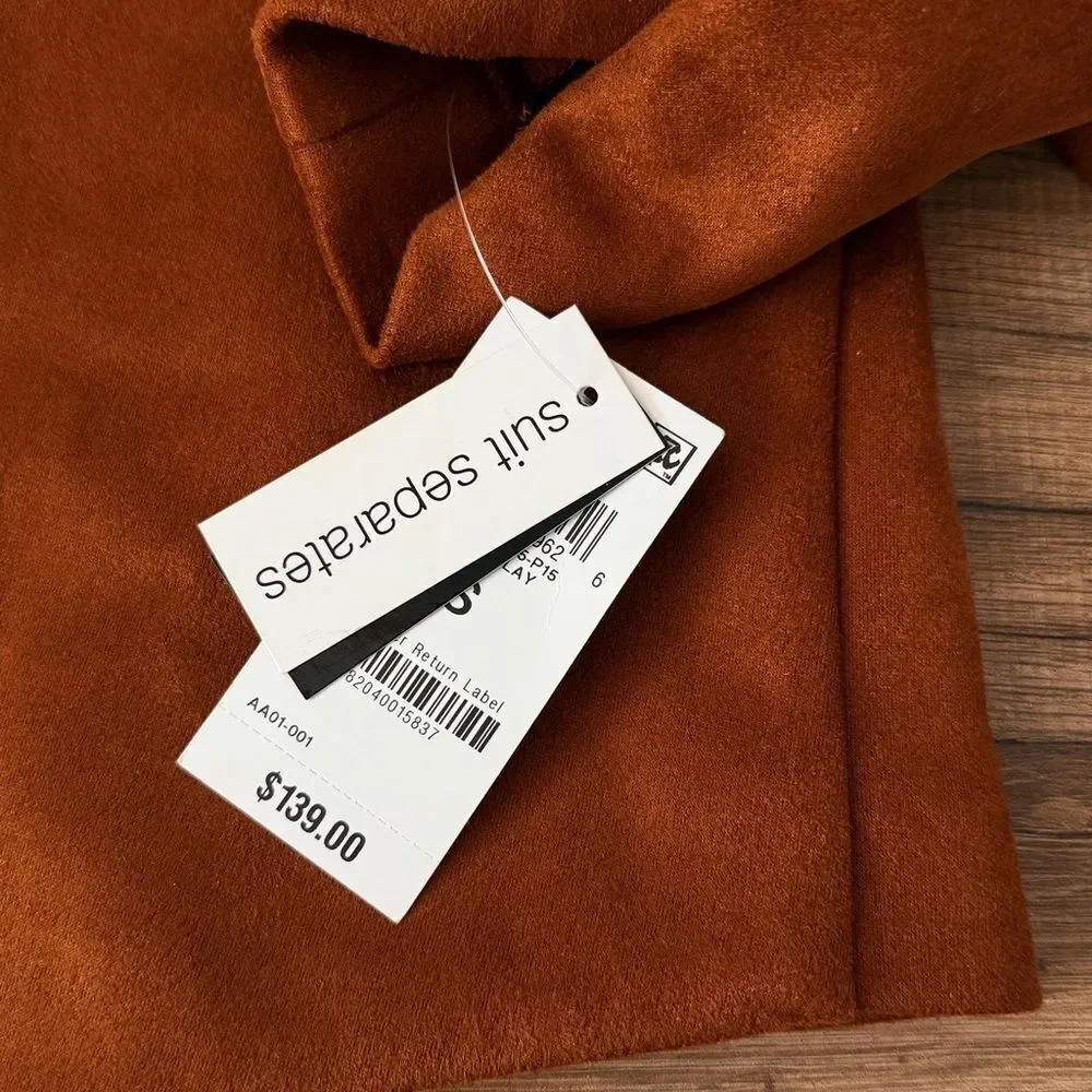 Bar III Faux Suede Open Front Jacket in Dark Clay – Size S (BNWT)